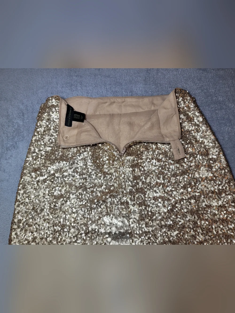 House of Harlow 1960 Gold Sequin Faux Wrap Mini Skirt NWOT S/M